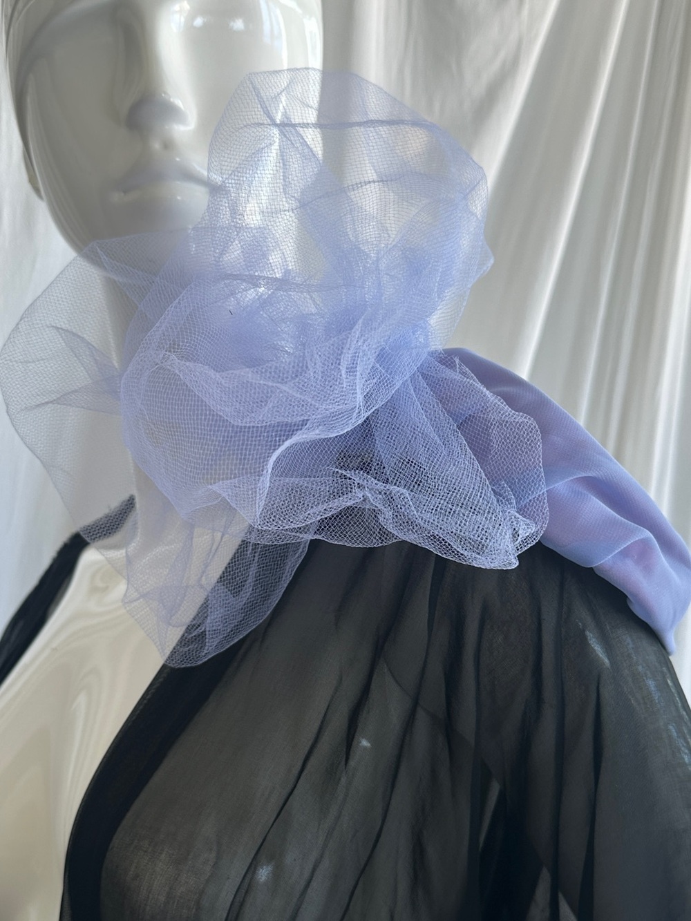 Polo or Church or costume Party fascinator Lilac color Mesh Appliqué tablet hat - Picture 16 of 16